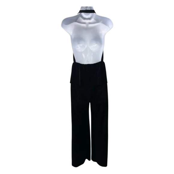 Bec & Bridge Midnight Velvet Jumpsuit Size 2 Black Halter Peplum Straight Leg - Picture 11 of 11